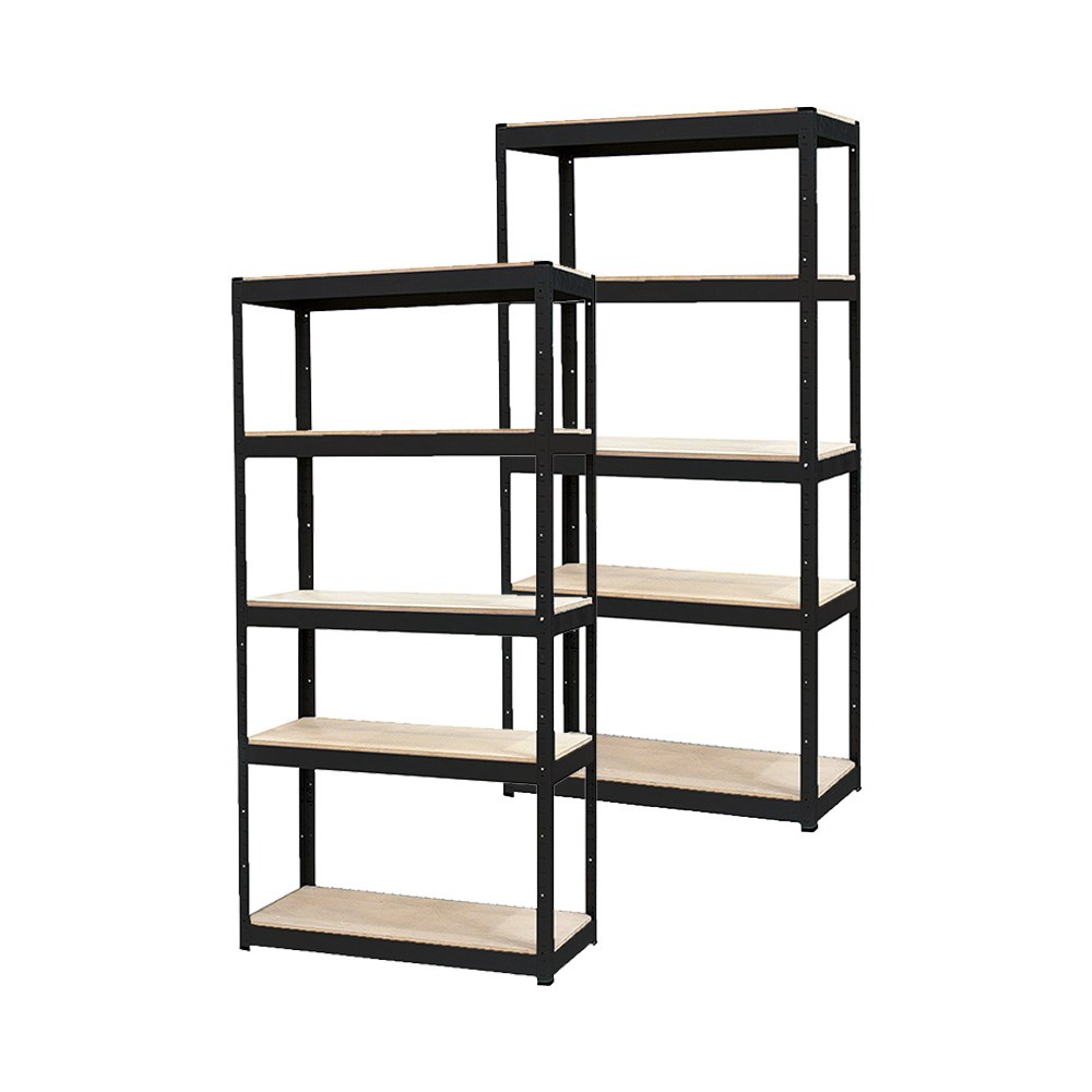 Black Slot-N-Lock 5 Shelf Unit 1800 x 1200 x 450mm 2 Pack